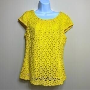 Elizabeth McKay yellow eyelet blouse.  Size 10 medium